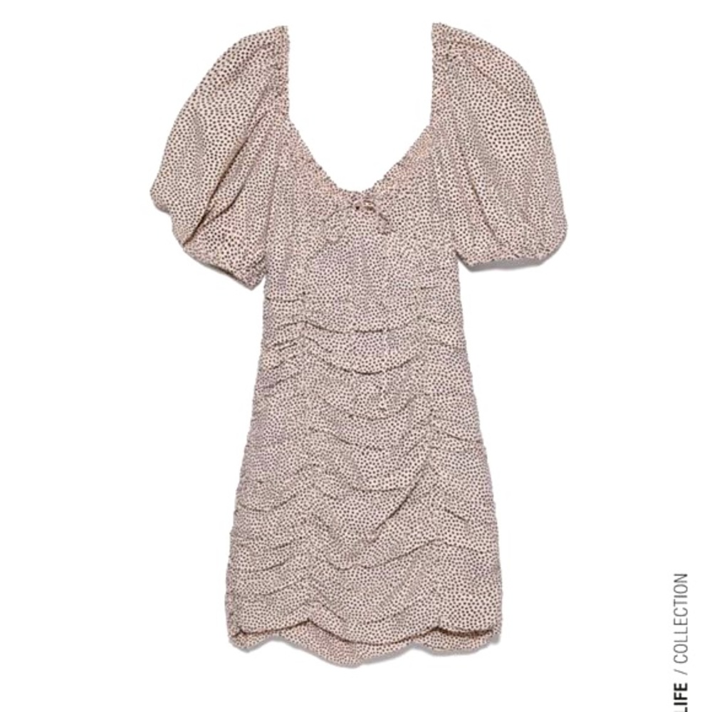 ZARA DRAPED POLKA DOT DRESS TRF